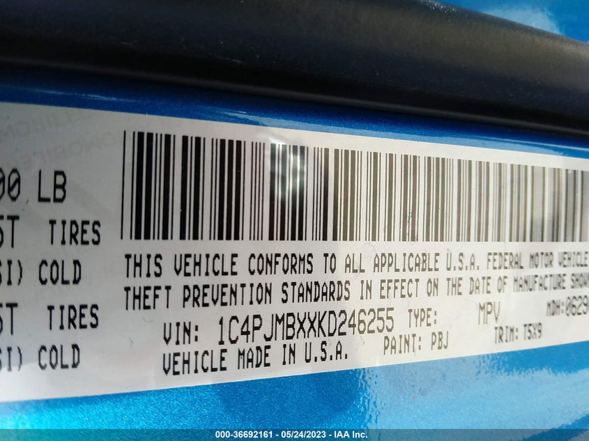 VIN 1C4PJMBXXKD246255 2019 JEEP CHEROKEE TRAILHAWK