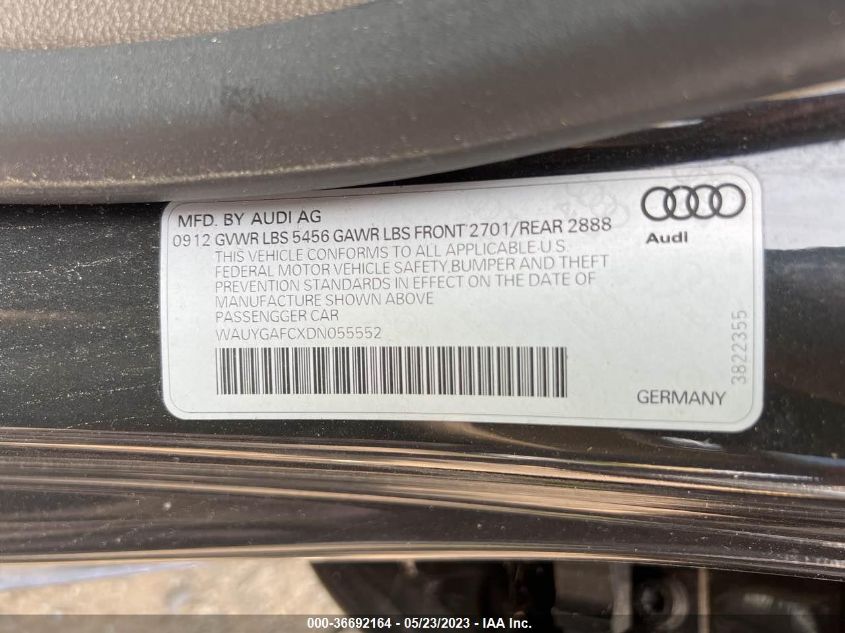 2013 AUDI A7 3.0 PREMIUM PLUS - WAUYGAFCXDN055552
