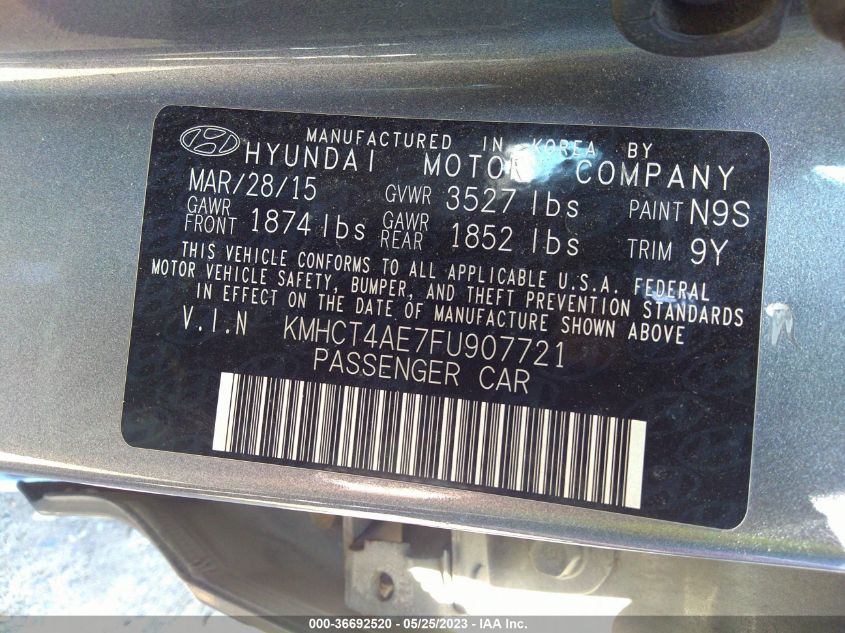 2015 HYUNDAI ACCENT GLS - KMHCT4AE7FU907721