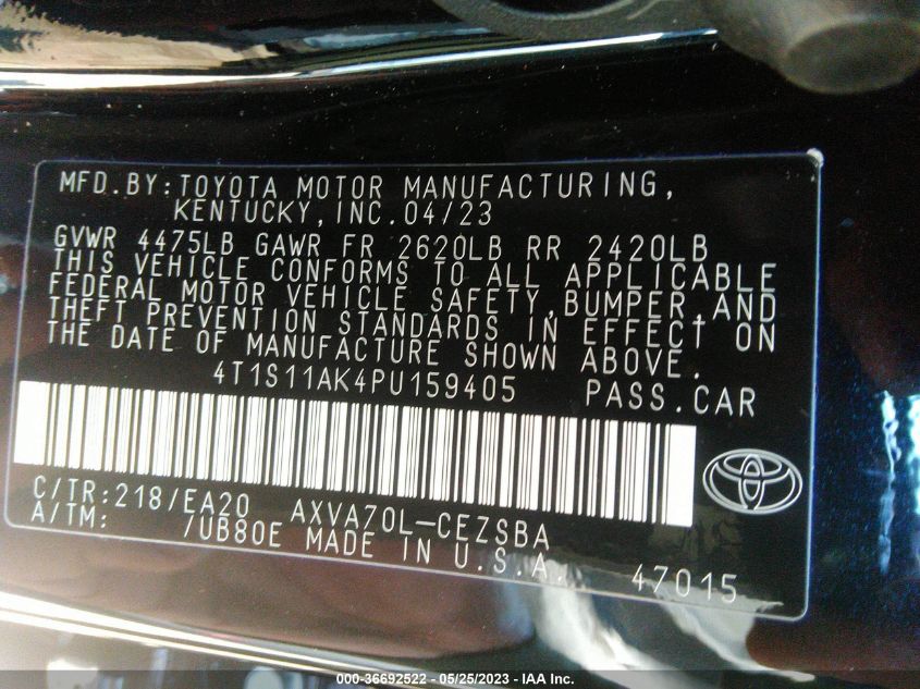 2023 TOYOTA CAMRY SE/SE NIGHTSHADE - 4T1S11AK4PU159405