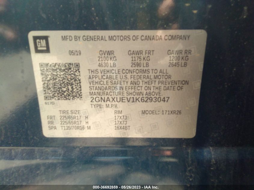 2019 CHEVROLET EQUINOX LT - 2GNAXUEV1K6293047