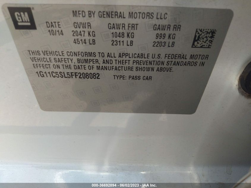 2015 CHEVROLET MALIBU LT - 1G11C5SL5FF208082