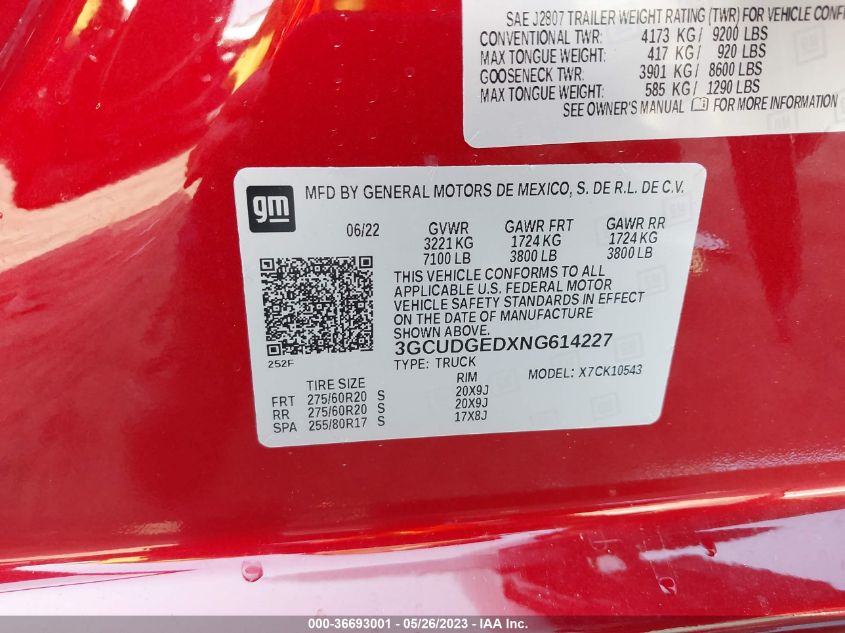 2022 CHEVROLET SILVERADO 1500 LTZ - 3GCUDGEDXNG614227