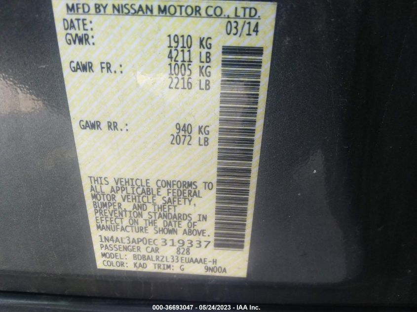 2014 NISSAN ALTIMA 2.5 S - 1N4AL3AP0EC319337