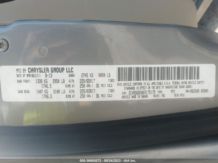 2014 DODGE GRAND CARAVAN SE - 2C4RDGBG0ER175179