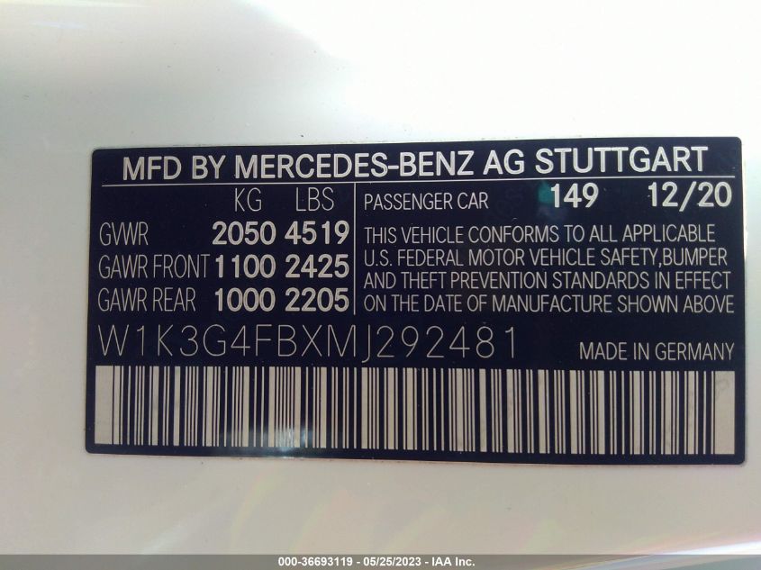 2021 MERCEDES-BENZ A-CLASS A 220 - W1K3G4FBXMJ292481