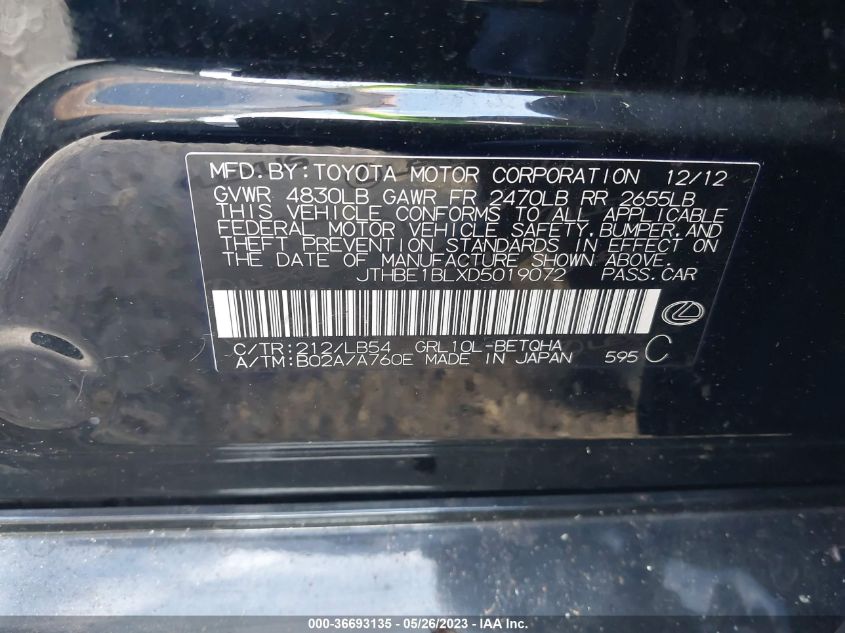 2013 LEXUS GS 350 - JTHBE1BLXD5019072