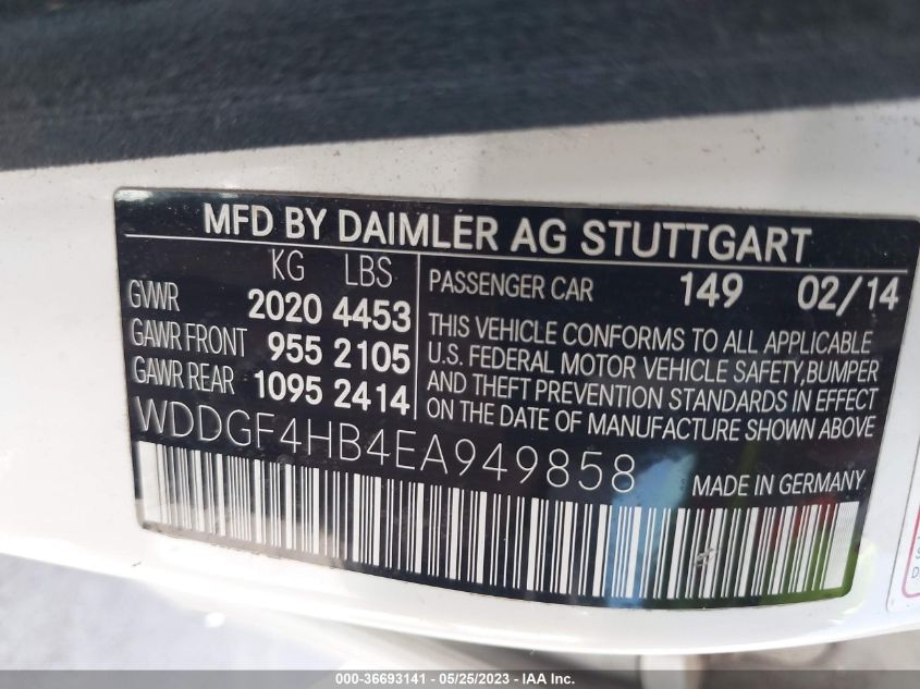 2014 MERCEDES-BENZ C-CLASS C 250 - WDDGF4HB4EA949858