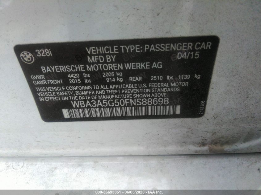 2015 BMW 3 SERIES 328I - WBA3A5G50FNS88698