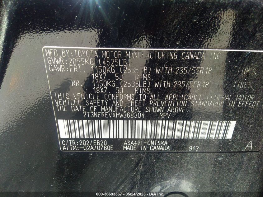 2017 TOYOTA RAV4 SE - 2T3NFREVXHW368304