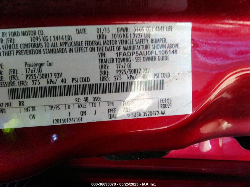 2015 FORD C-MAX HYBRID SE - 1FADP5AU0FL106148