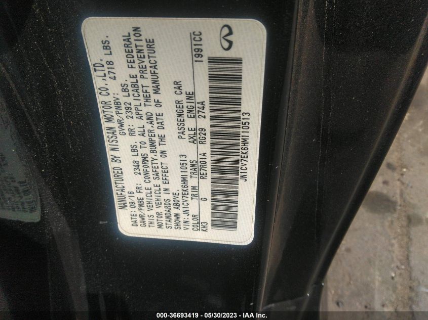 2017 INFINITI Q60 2.0T JN1CV7EK6HM110513