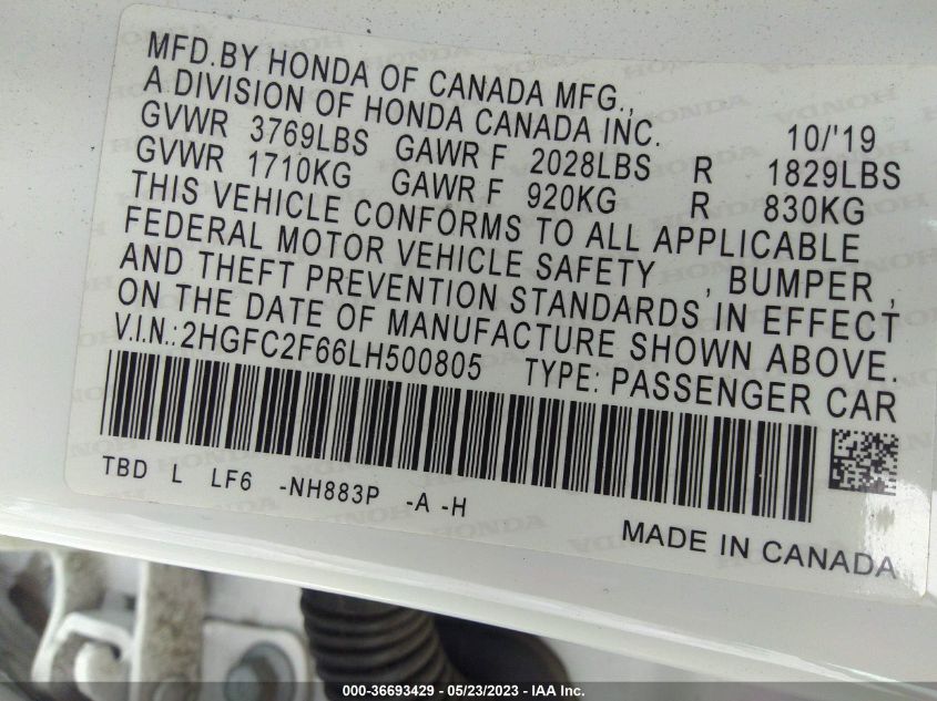 2020 HONDA CIVIC SEDAN LX - 2HGFC2F66LH500805