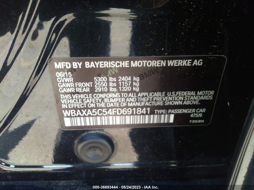 2015 BMW 5 SERIES 535D - WBAXA5C54FD691841
