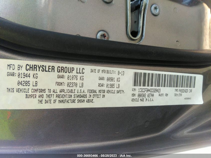 2013 DODGE DART SXT - 1C3CDFBA4DD328423