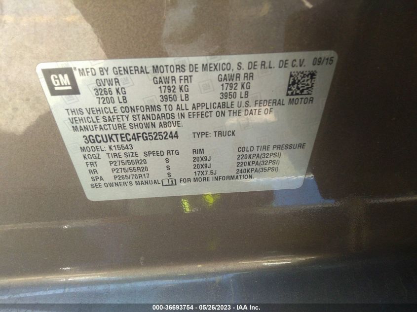 2015 CHEVROLET SILVERADO 1500 HIGH COUNTRY - 3GCUKTEC4FG525244