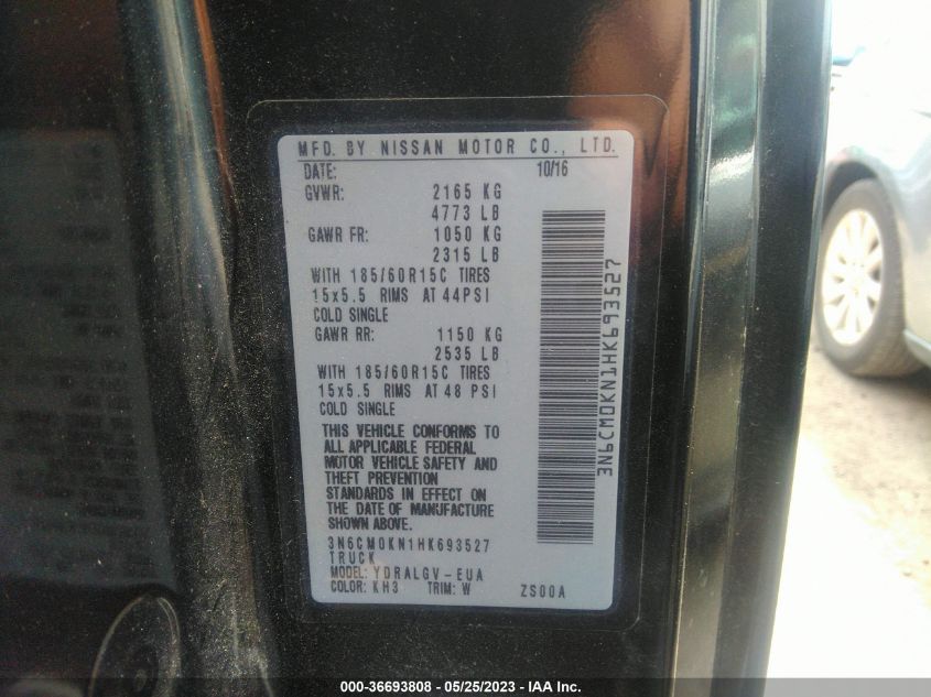 2017 NISSAN NV200 COMPACT CARGO SV - 3N6CM0KN1HK693527