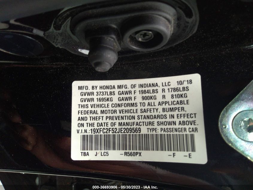 2018 HONDA CIVIC SEDAN LX - 19XFC2F52JE209569