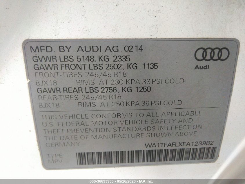 2014 AUDI ALLROAD PREMIUM - WA1TFAFLXEA123982