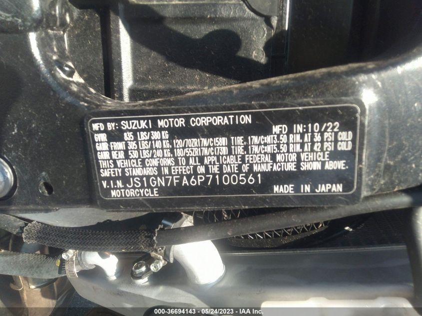 2023 SUZUKI GSX-R600 - JS1GN7FA6P7100561
