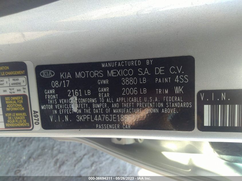 2018 KIA FORTE LX - 3KPFL4A76JE188617