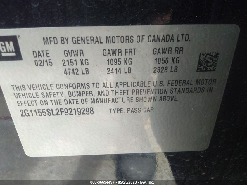 2015 CHEVROLET IMPALA LTZ - 2G1155SL2F9219298