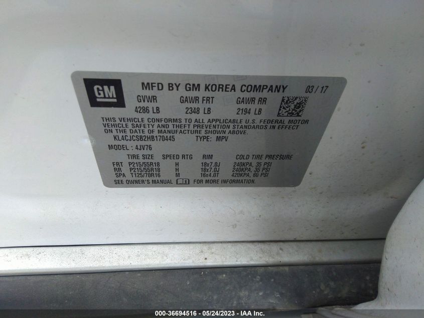 2017 BUICK ENCORE ESSENCE - KL4CJCSB2HB170445