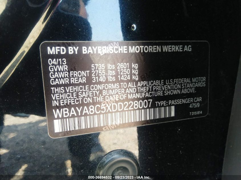 2013 BMW 7 SERIES 750I - WBAYA8C5XDD228007