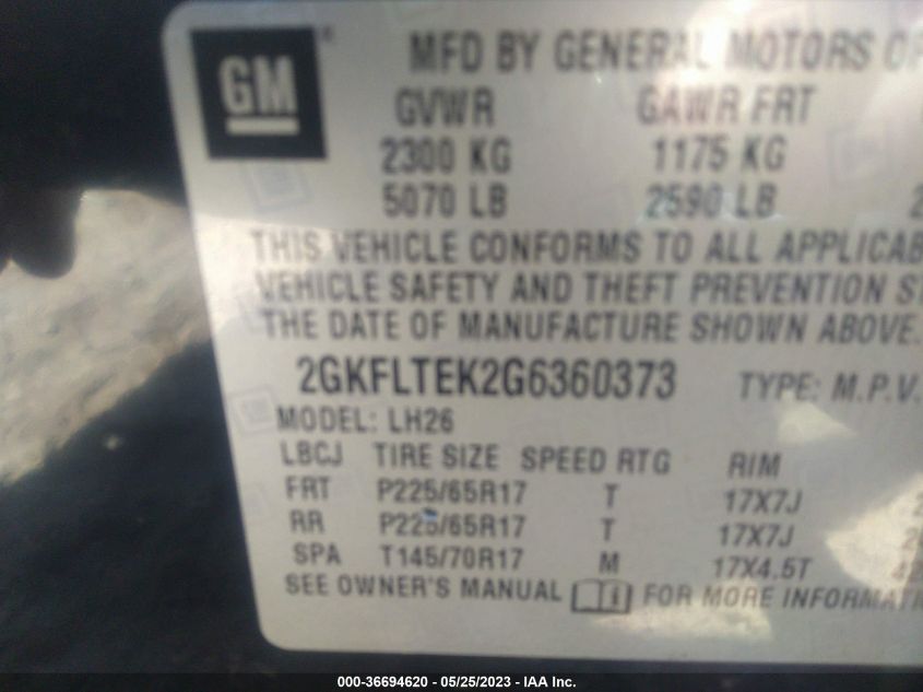 2016 GMC TERRAIN SLE - 2GKFLTEK2G6360373