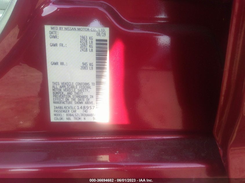 2020 NISSAN ALTIMA 2.5 SR - 1N4BL4CV3LC148957