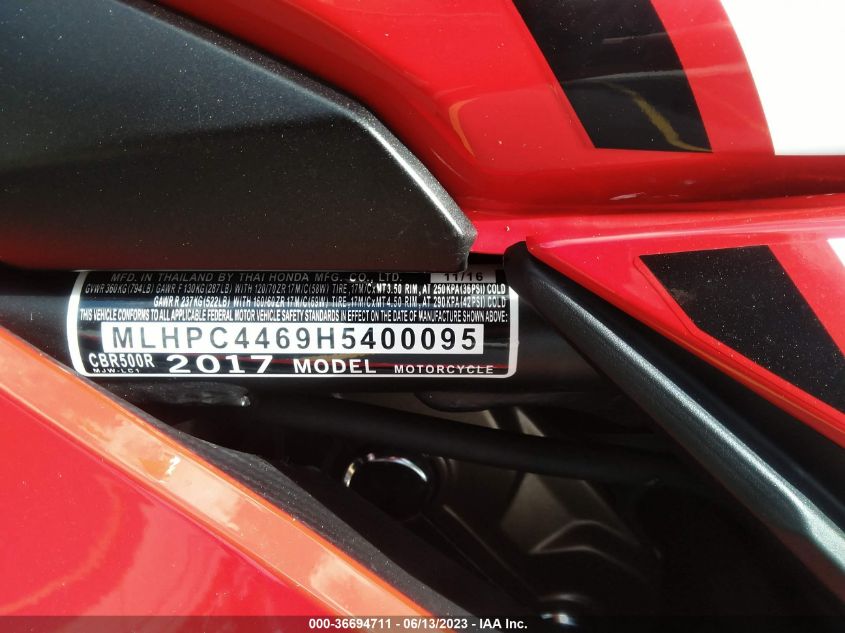 2017 HONDA CBR500 R MLHPC4469H5400095