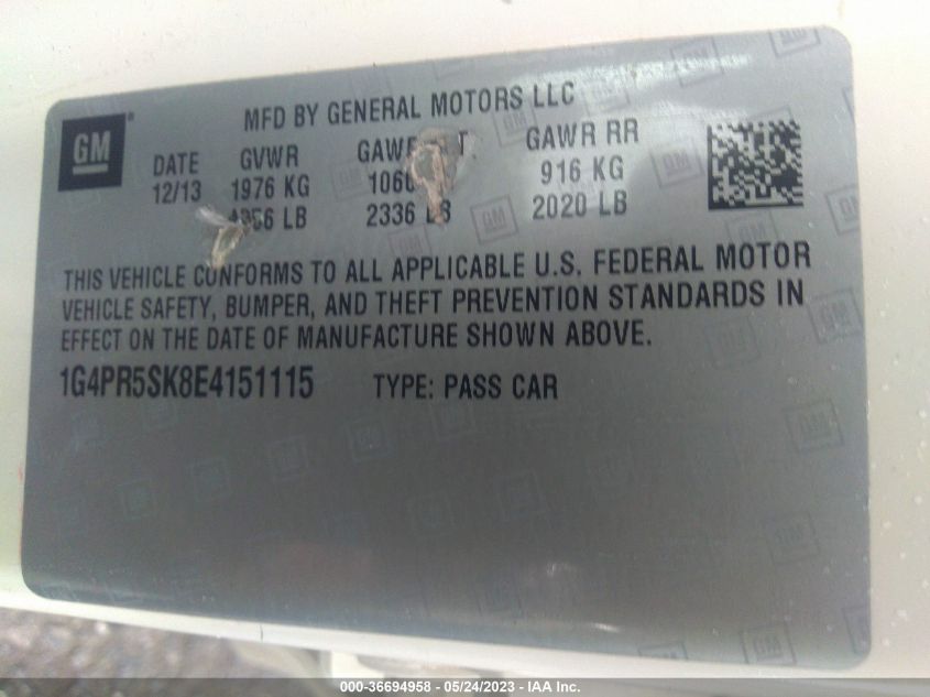 2014 BUICK VERANO CONVENIENCE GROUP - 1G4PR5SK8E4151115