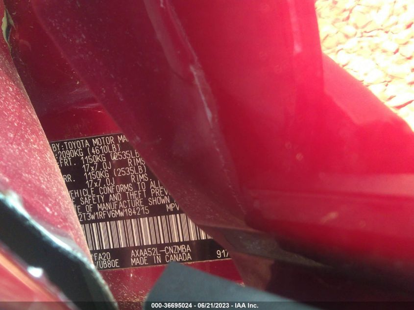 2021 TOYOTA RAV4 XLE - 2T3W1RFV6MW184215