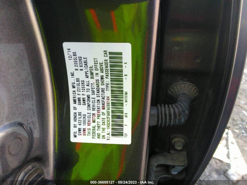 2015 HONDA ACCORD SEDAN EX-L - 1HGCR2F86FA089184
