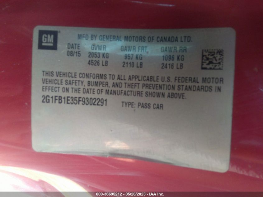 2015 CHEVROLET CAMARO LS - 2G1FB1E35F9302291