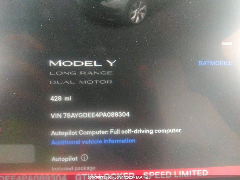 VIN 7SAYGDEE4PA089304 2023 TESLA MODEL Y LONG RANGE