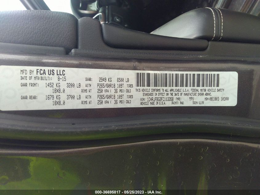2015 JEEP GRAND CHEROKEE LIMITED - 1C4RJFBG2FC113358