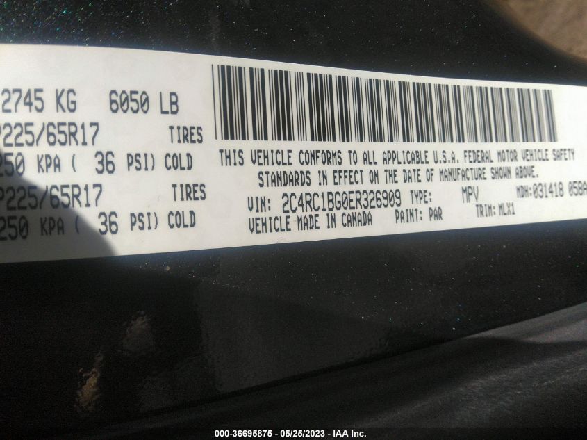 2014 CHRYSLER TOWN & COUNTRY TOURING - 2C4RC1BG0ER326909