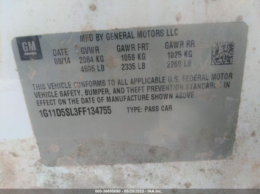 2015 CHEVROLET MALIBU LT - 1G11D5SL3FF134755