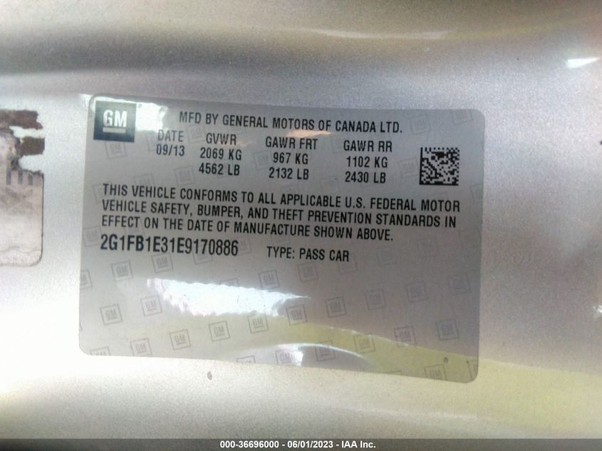 2014 CHEVROLET CAMARO LT - 2G1FB1E31E9170886