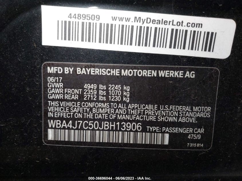 2018 BMW 4 SERIES 440I XDRIVE - WBA4J7C50JBH13906