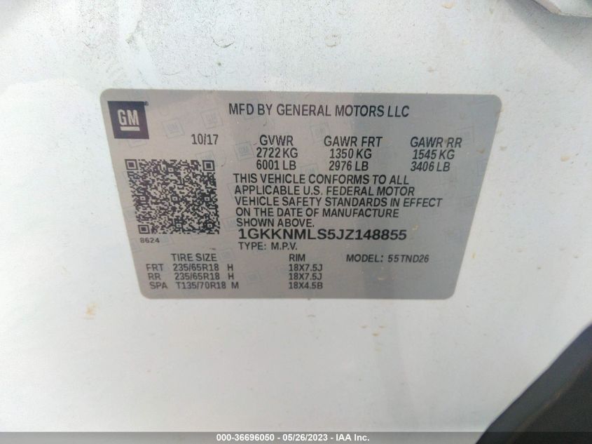 2018 GMC ACADIA SLT - 1GKKNMLS5JZ148855