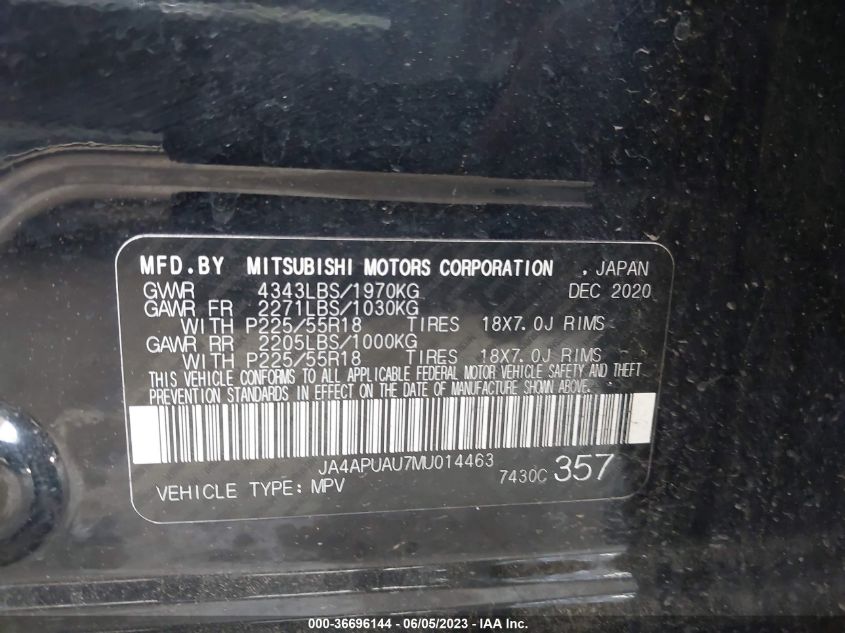 JA4APUAU7MU014463 Mitsubishi Outlander Sport ES/LE/BE/S 9