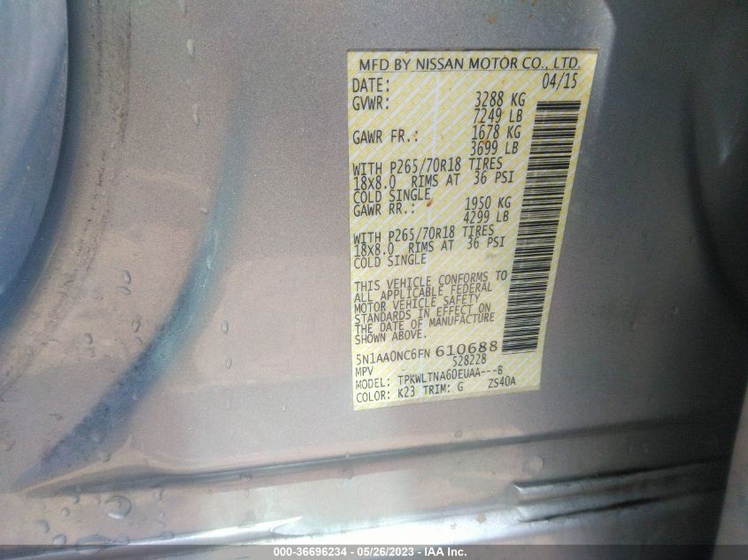 2015 NISSAN ARMADA PLATINUM/SL/SV - 5N1AA0NC6FN610688