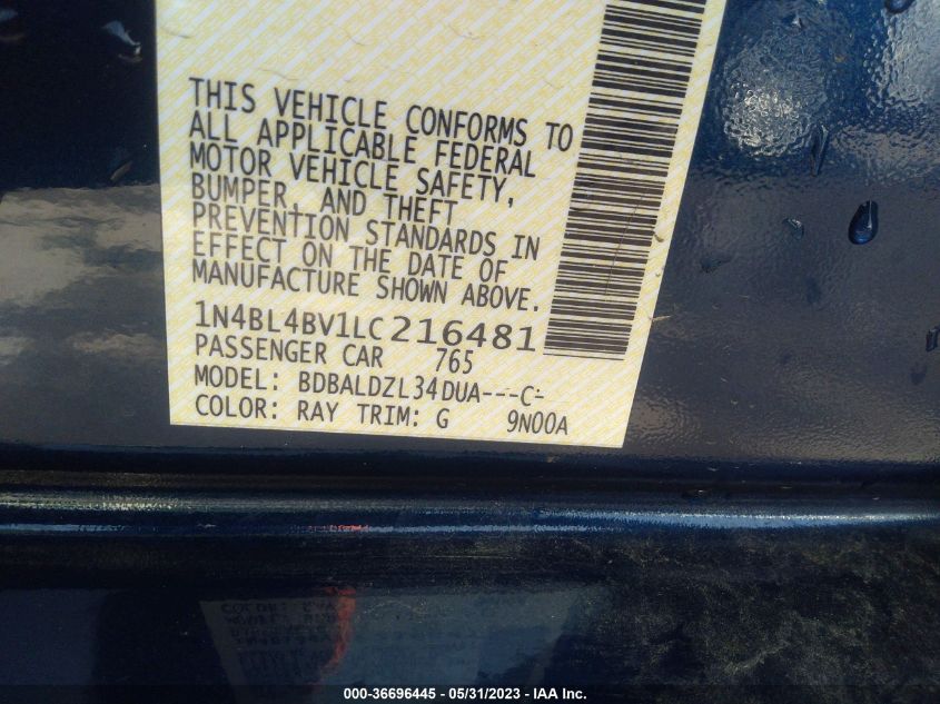 2020 NISSAN ALTIMA 2.5 S - 1N4BL4BV1LC216481