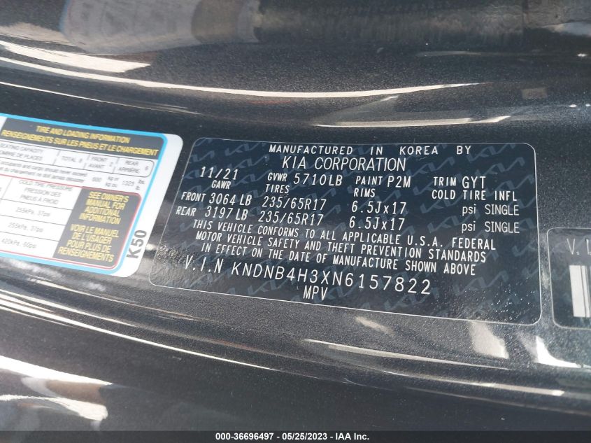 2022 KIA CARNIVAL LXS - KNDNB4H3XN6157822