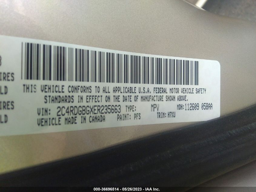 2014 DODGE GRAND CARAVAN SE - 2C4RDGBGXER235663