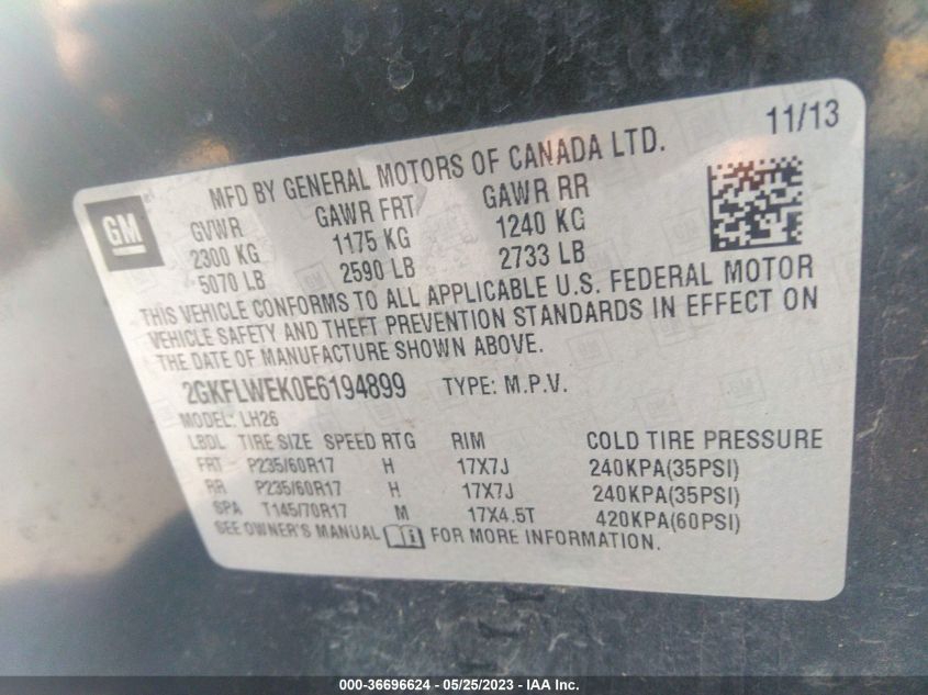2014 GMC TERRAIN SLE - 2GKFLWEK0E6194899