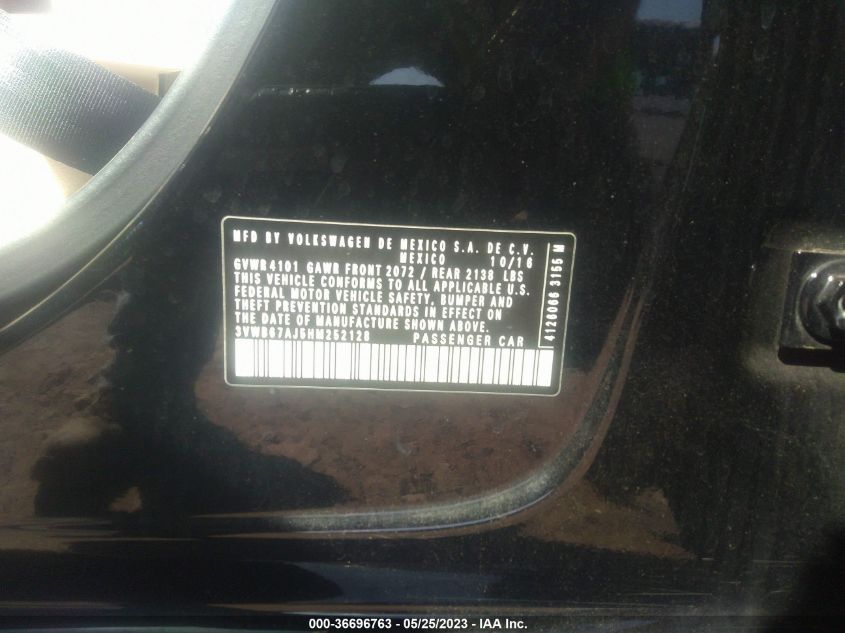 2017 VOLKSWAGEN JETTA 1.4T SE - 3VWB67AJ5HM252128
