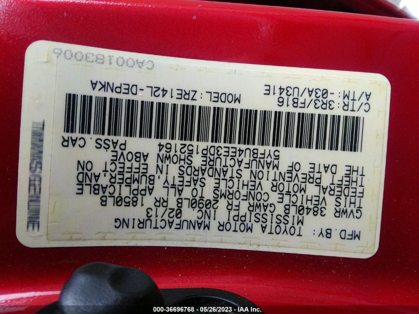 2013 TOYOTA COROLLA L/LE/S - 5YFBU4EE3DP152164